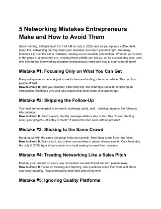 5 Networking Mistakes Entrepreneurs Make and How to Avoid Them