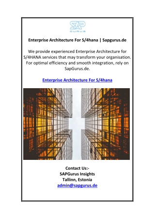 Enterprise Architecture For S/4hana | Sapgurus.de