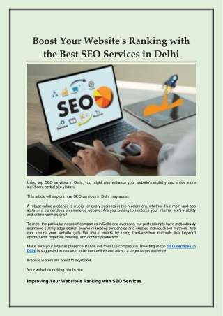 Boost Your Website's Ranking with the Best SEO Services in Delhi