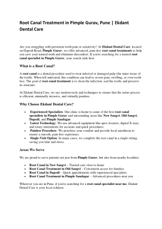 Root Canal Treatment in Pimple Gurav