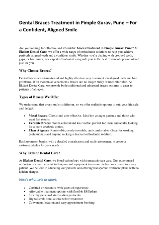 Dental Braces Treatment in Pimple Gurav