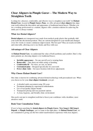 Clear Aligners in Pimple Gurav