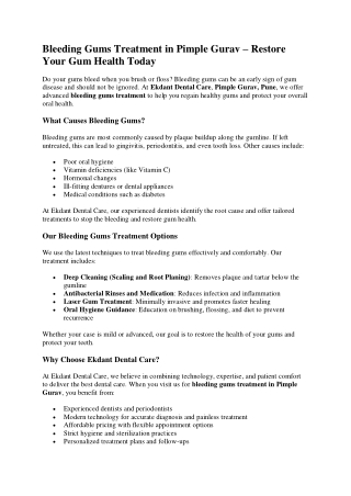 Bleeding Gums Treatment in Pimple Gurav