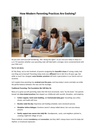 How Modern Parenting Practices Are Evolving