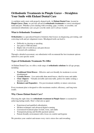 Orthodontic Treatments in Pimple Gurav