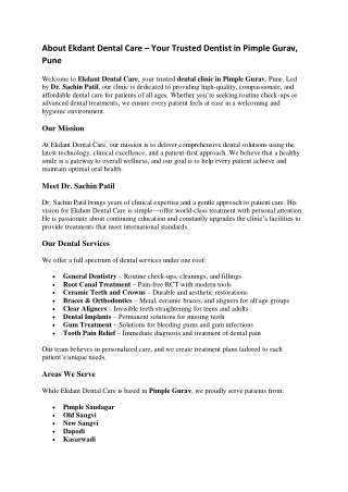 About Ekdant Dental Care