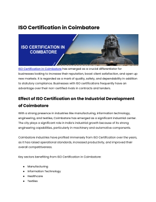 ISO Certification in Coimbatore