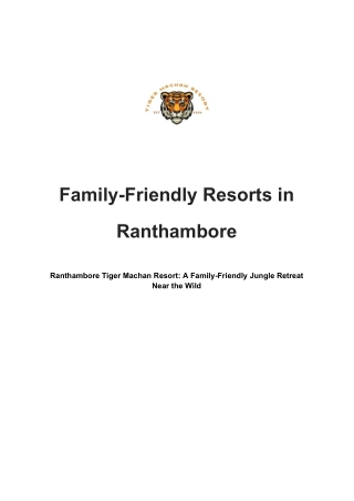 Family-Friendly Resorts in Ranthambore