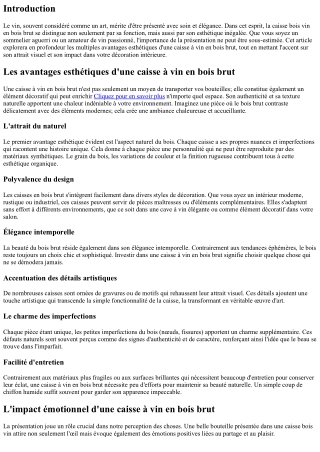 Les avantages esthétiques d'une caisse à vin en bois brut