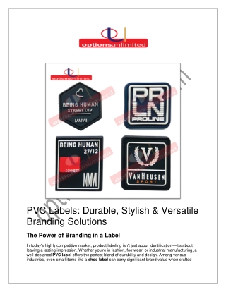 PVC Labels – Durable, Custom Branding Tags for Apparel and Footwear