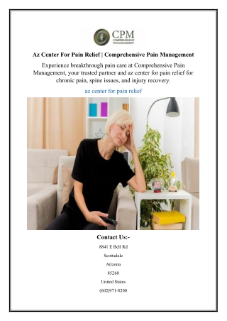 Az Center For Pain Relief | Comprehensive Pain Management