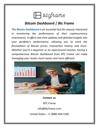 Bitcoin Dashboard | Btc Frame