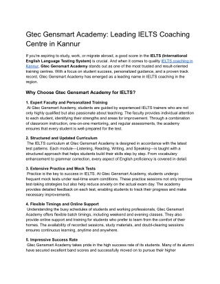 Gtec Gensmart Academy: Leading IELTS Coaching Centre in Kannur