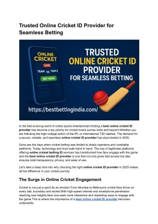 Trusted Online Cricket ID Provider for Seamless Betting