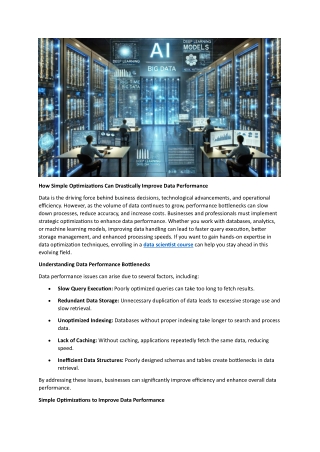How Simple Optimizations Can Drastically Improve Data Performance