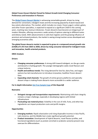 Global Frozen Dessert Market Poised for Robust Growth Amid Changing Consumer Pre