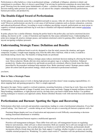 Is It Bad to Be a Perfectionist at Work?