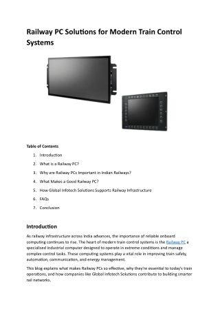 Railway PC Solutions for Modern Train Control Systems