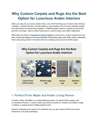 Why Custom Carpets and Rugs Are the Best Option for Luxurious Arabic Interiors