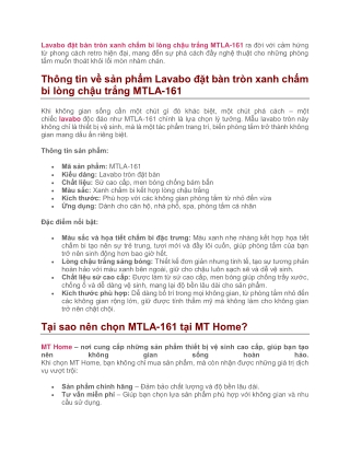 Lavabo Đặt Bàn Tròn Xanh Chấm Bi Lòng Chậu Trắng MTLA-161