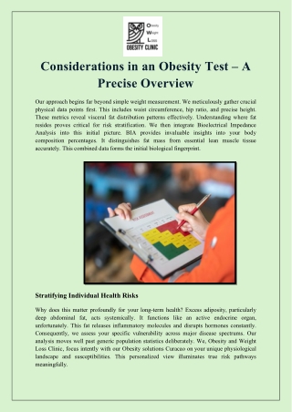 Considerations in an Obesity Test – A Precise Overview