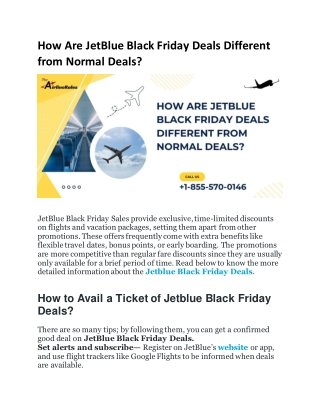 How Are JetBlue Black Friday Deals Different from Normal Deals