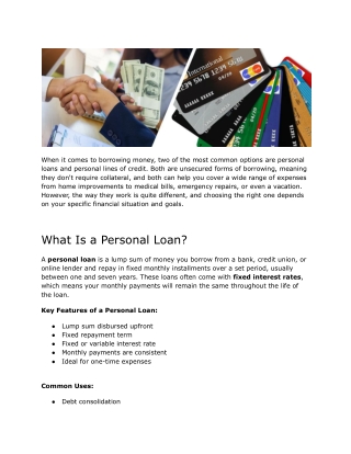 How to Choose Between a Personal Loan and a Personal Line of Credit