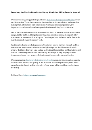 Everything You Need to Know Before Buying Aluminium Sliding Doors in Mumbai