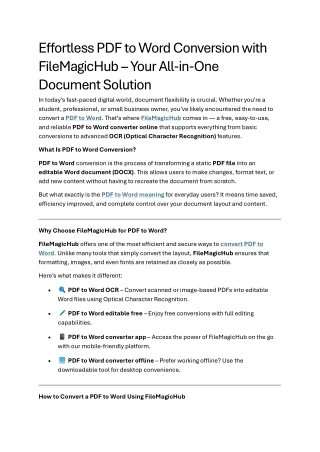 Effortless PDF to Word Conversion with FileMagicHub