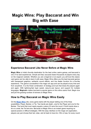 Magic Wins_ Play Baccarat and Win Big with Ease