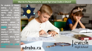 What Are the Requirements for Jewish High School Credits in Ontario?