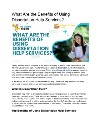 What Are the Benefits of Using Dissertation Help Services