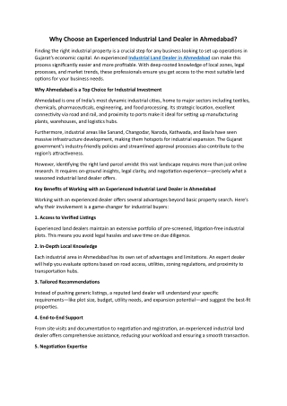 Why Choose an Experienced Industrial Land Dealer in Ahmedabad