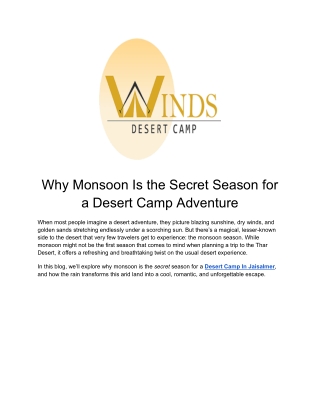 Why Monsoon Is the Secret Season for a Desert Camp Adventure