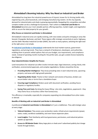 Ahmedabad’s Booming Industry Why You Need an Industrial Land Broker