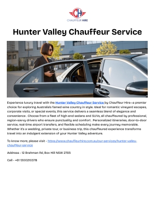 Hunter Valley Chauffeur Service