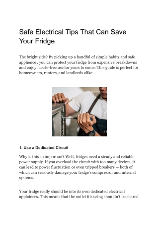 Safe Electrical Tips That Can Save Your Fridge