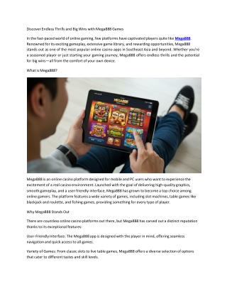 Discover Endless Thrills and Big Wins with Mega888 Games