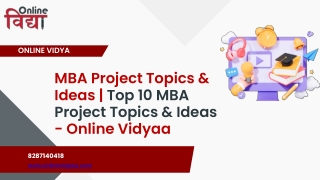 MBA Project Topics & Ideas | Top 10 MBA Project Topics & Ideas - Online Vidyaa
