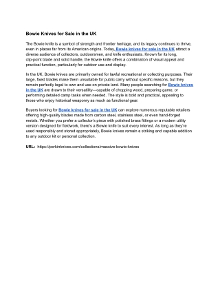 Bowie Knives For Sale In UK: Power, Style, and Function in One Blade