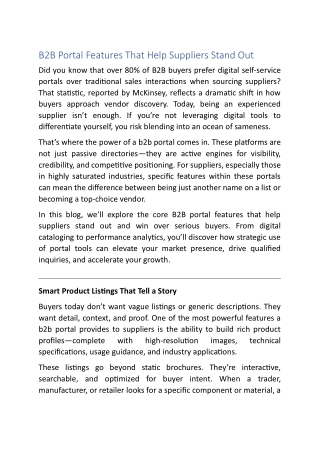 B2B Portal Features That Help Suppliers Stand Out
