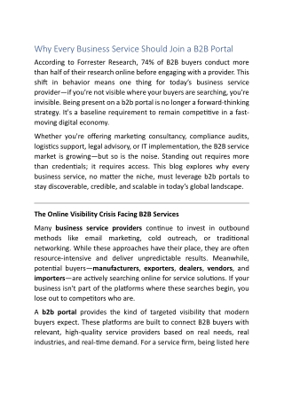 Why Every Business Service Should Join a B2B Portal