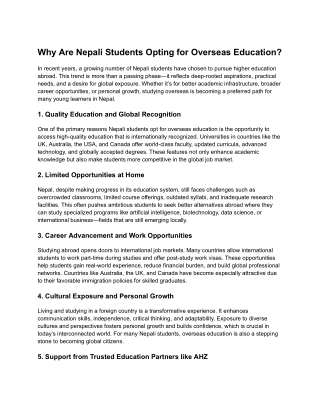 Why Are Nepali Students Opting for Overseas Education_