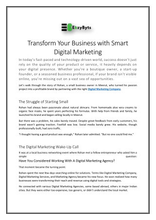 Transform Your Business with Smart Digital Marketing - EazyByts