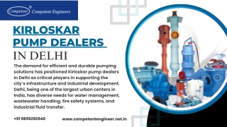 Kirloskar Pump Dealers in Delhi Powering Industrial and Municipal Infrastructure with Trusted Solutions