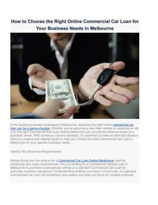 Commercial Vehicle Loans in Melbourne