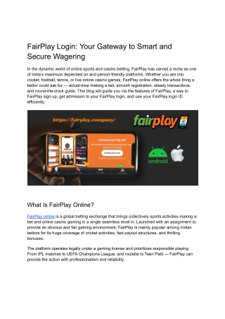 FairPlay Online Betting Platform_ Your Gateway to Smart and Secure Wagering