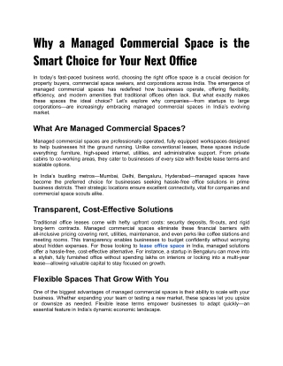 Why a Managed Commercial Space is the Smart Choice for Your Next Office