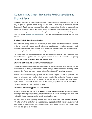 Contaminated Clues Tracing the Real Causes Behind Typhoid Fever