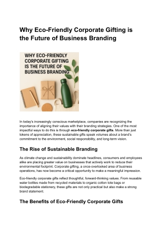 Why Eco-Friendly Corporate Gifting is the Future of Business Branding